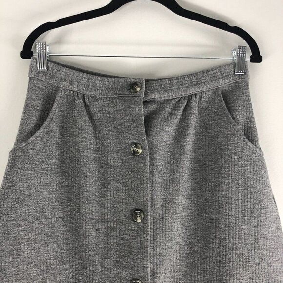 Vintage WPL 7912 Women’s 15/16 Gray Skirt Button Front Pockets Dark Academia - Picture 2 of 13